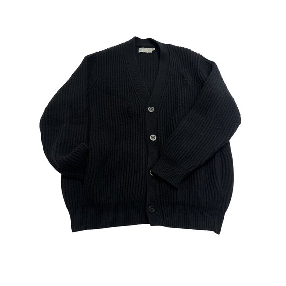 Vince Ribbed V-Neck Cardigan in Black